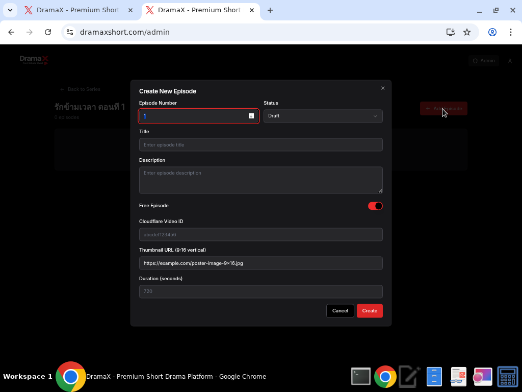 Create Episode Form Empty
